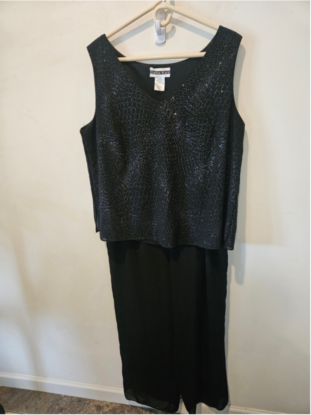 Women's Dana Kay Vintage Black Silver Evening Pantsuit Size 18W - Picture 6 of 8